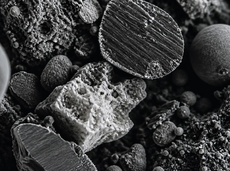 Fine manufacturing powder viewed under magnification